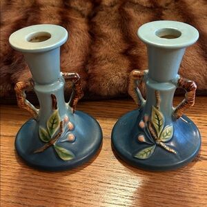 Vintage Apple Blossom Pair Candle Holders